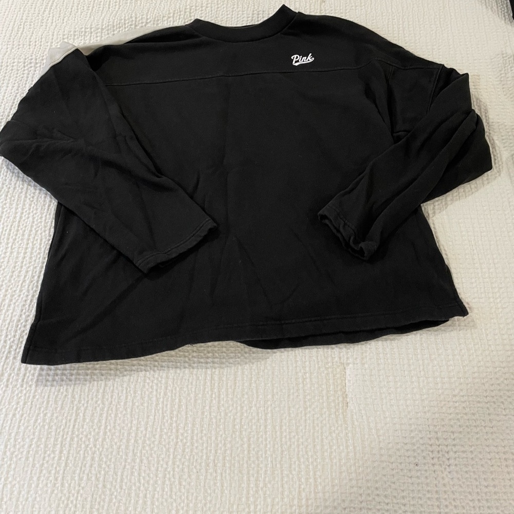 PINK by Victorias Secret black white pullover sweatshirt size large